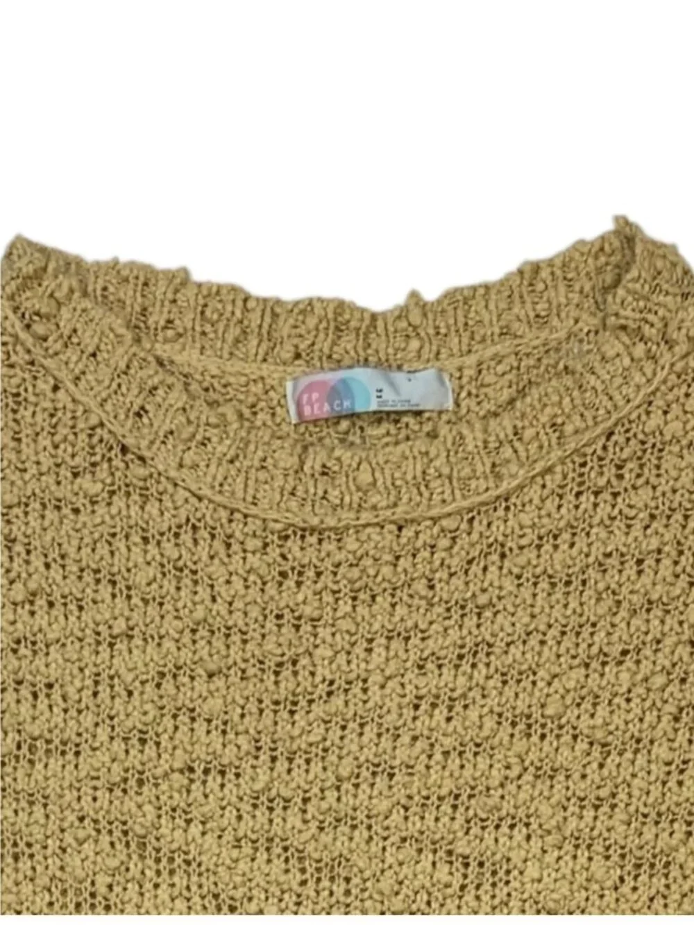 Free People FP Beach Crochet Sweater M Beige Long Sleeve